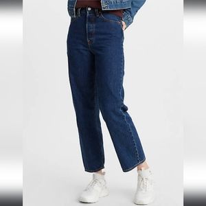 Levi's Ribcage Straight Ankle Jeans Premium Button Fly High Rise Dark Wash 33